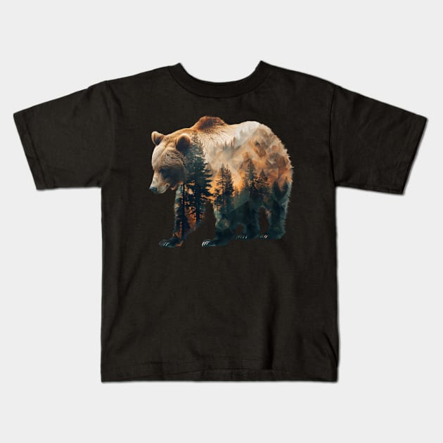 Grizzly Bear Winter Wayfarers Kids T-Shirt by xXYazzyChanArtsXx